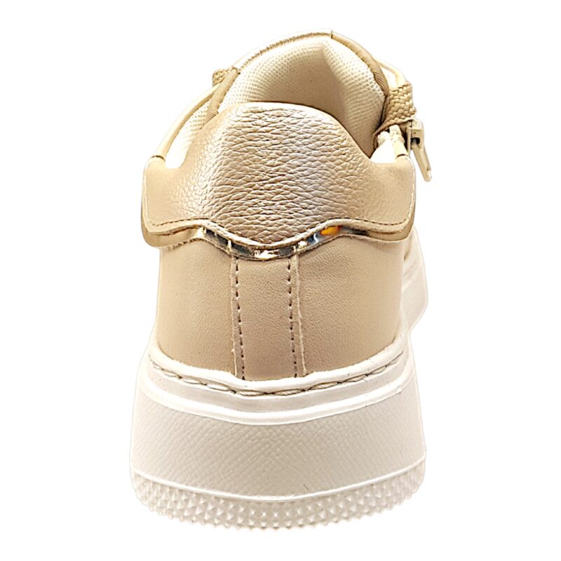 Sneakers bambina crema-gold con lacci elastici e lampo – Asso 4 Sneakers bambina crema-gold con lacci e lampo – Asso