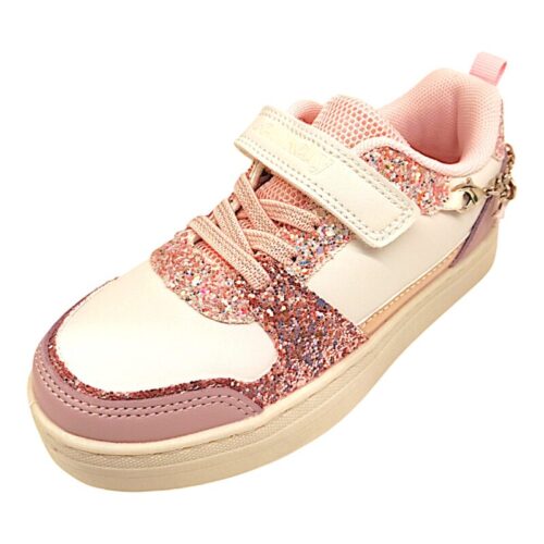 Sneakers bambina gioiello color bianco-rosa con bracciale e dettagli glitterati - Lelli Kelly