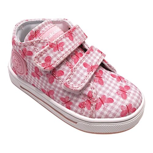 Sneakers bambina primi passi rosa con farfalle e doppio strappo - Falcotto