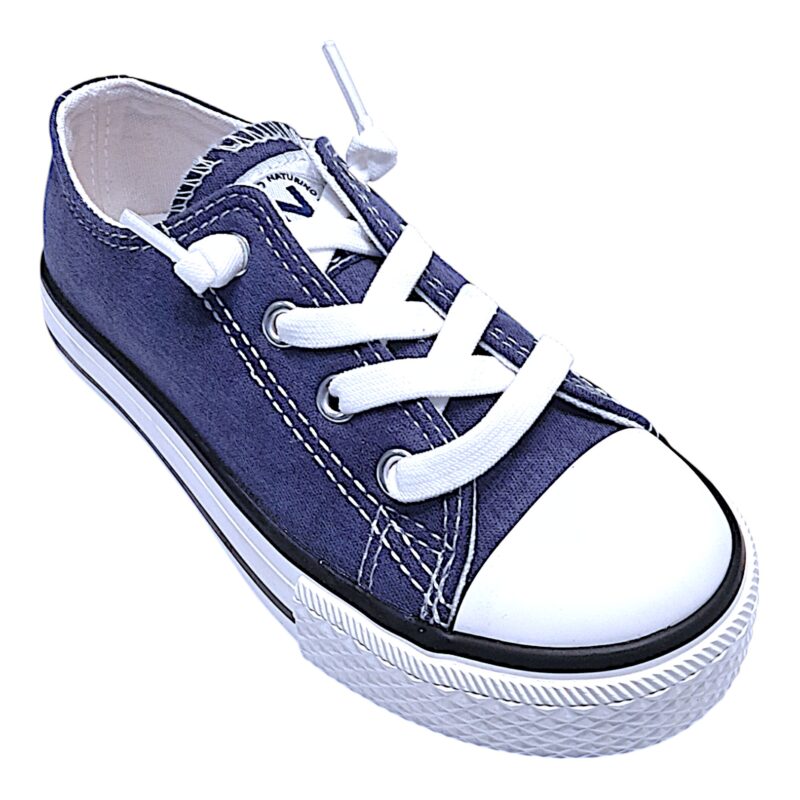 Sneakers bambina tipo converse bassa jeans in tessuto e lacci elastici - Naturino