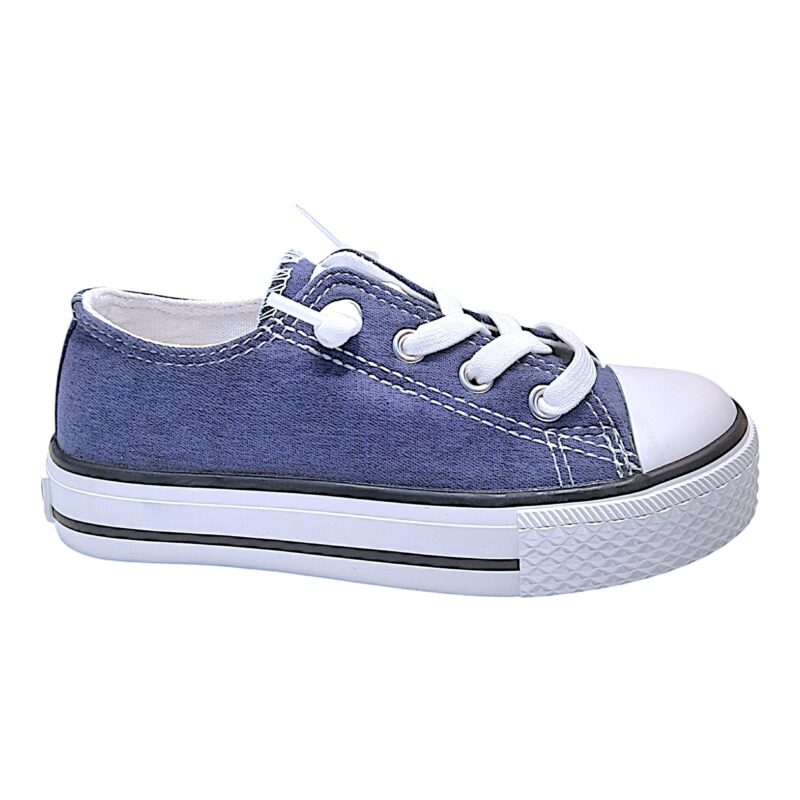 Sneakers bambina tipo converse bassa jeans in tessuto e lacci elastici - Naturino
