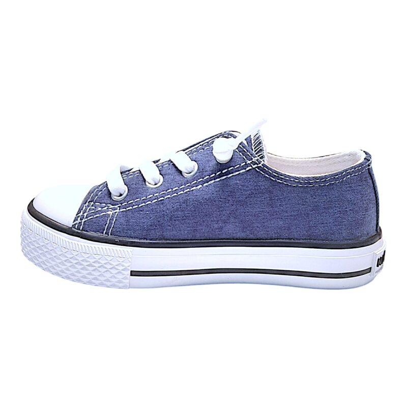 Sneakers bambina tipo converse bassa jeans in tessuto e lacci elastici - Naturino