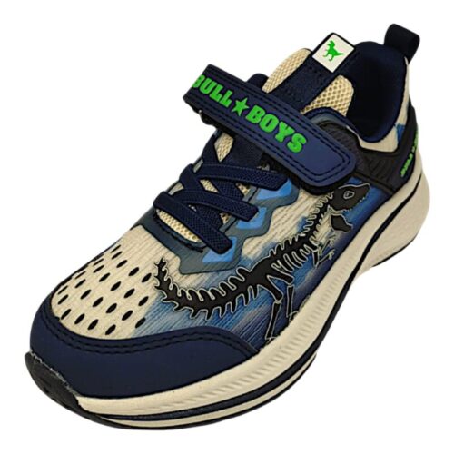 Sneakers bambino bianco e blu con T-Rex e suono “Roar” – Bull Boys