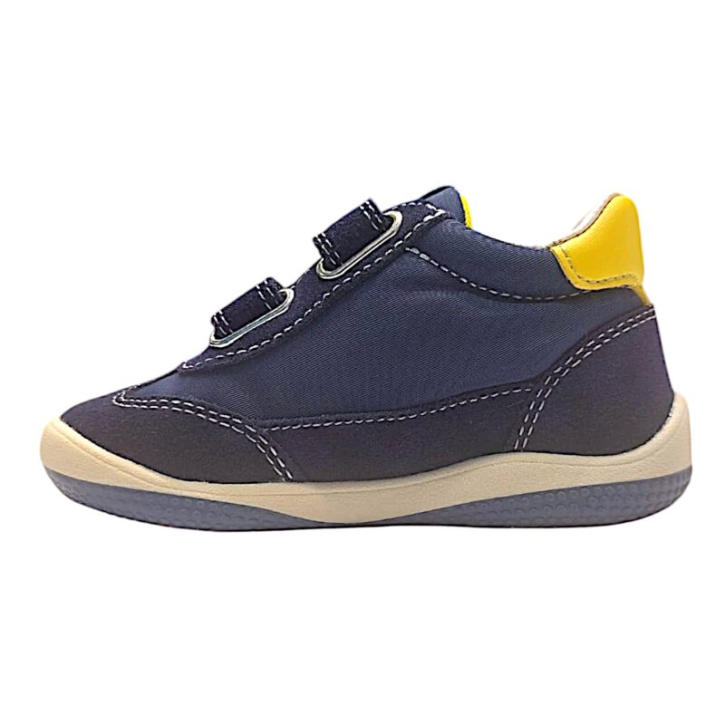 Sneakers bambino cocoon primi passi navy-white-yellow con doppio strappo - Naturino