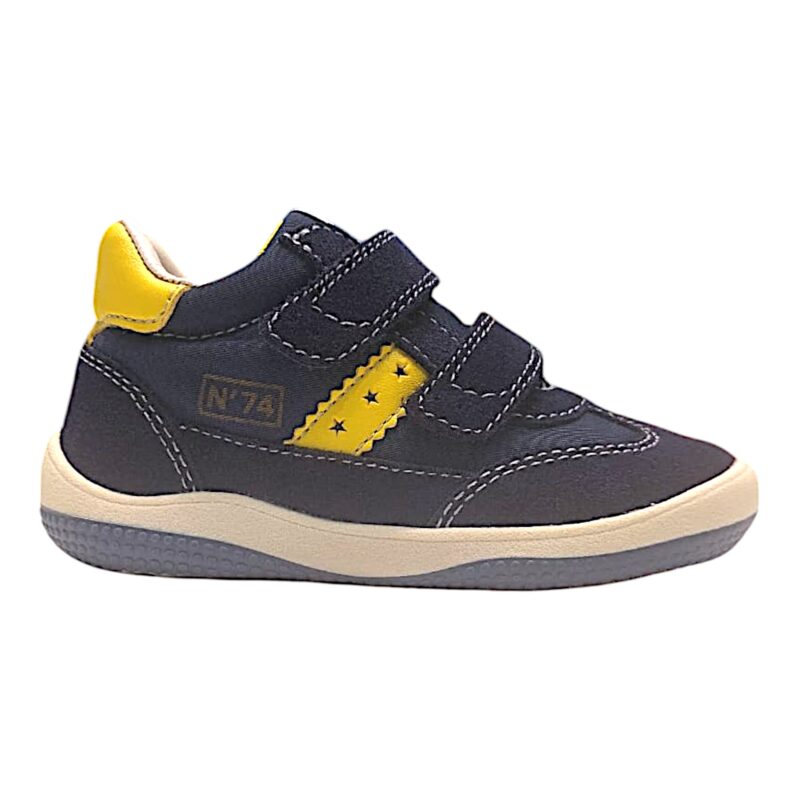 Sneakers bambino cocoon primi passi navy-white-yellow con doppio strappo - Naturino