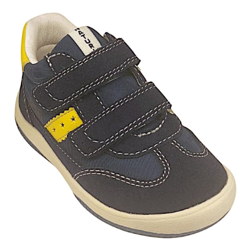 Sneakers bambino cocoon primi passi navy-white-yellow con doppio strappo - Naturino