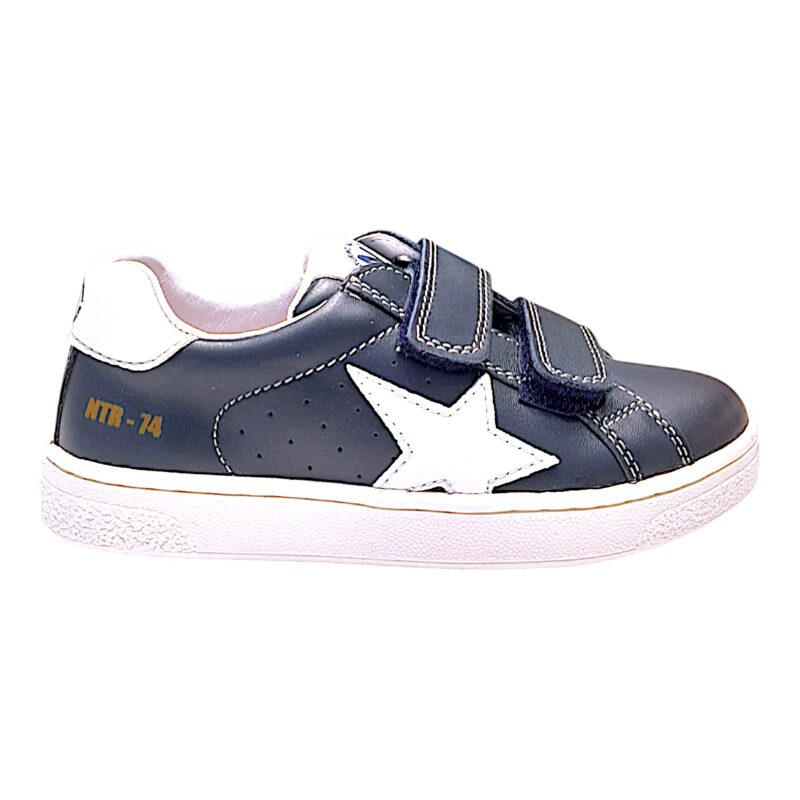 Sneakers bambino navy-white con stella bianca e doppio strappo - Naturino