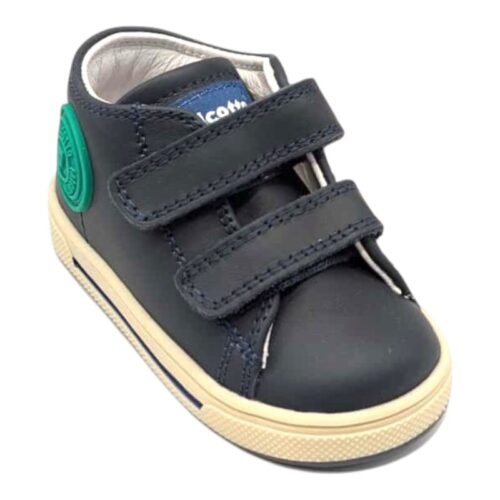 Sneakers bambino primi passi blu con cerchio verde e doppio strappo – Falcotto