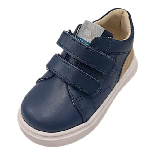 Sneakers bambino primi passi blu e beige con ricamo stella e due strappi – Balducci