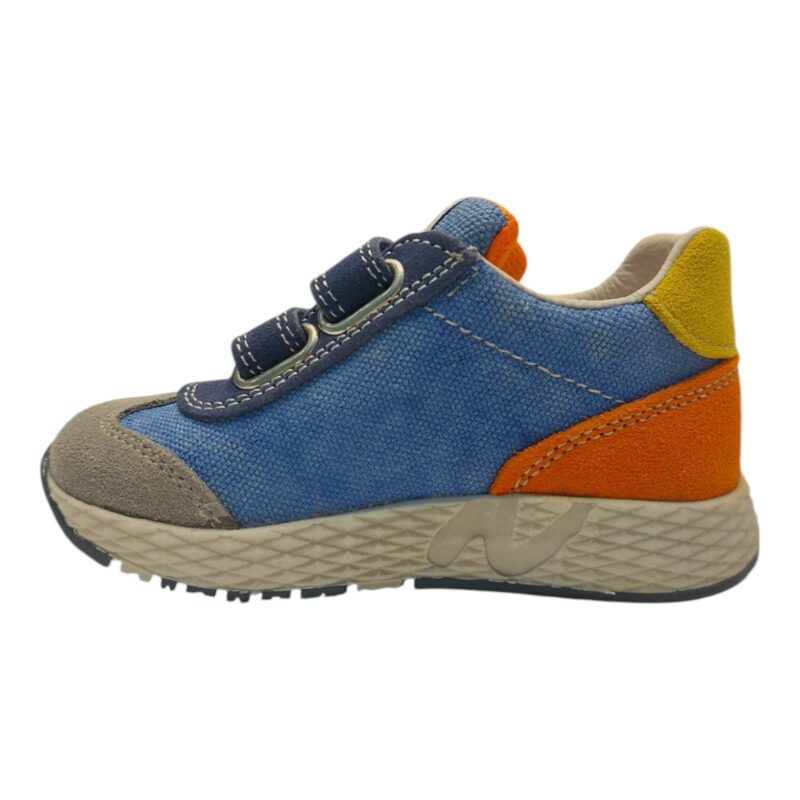 Sneakers bambino primi passi grey-oltremare-orange con doppio strappo - Naturino