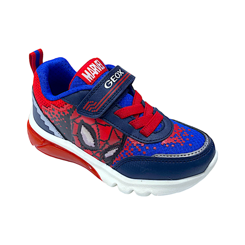 Sneakers bambino spider-man navy-red con strappo, lacci elastici e luci - Geox 1 Sneakers bambino spider-man navy-red con strappo, lacci elastici e luci - Geox