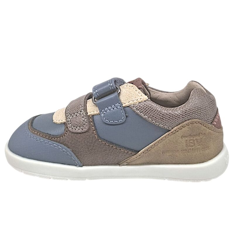 Sneakers barefoot primi passi blu-marrone per bambino con doppio strappo a velcro - Biomecanics 3 Sneakers barefoot primi passi blu-marrone per bambino con doppio strappo a velcro - Biomecanics