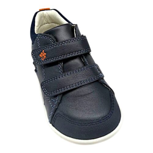Sneakers barefoot primi passi blu per bambino con triceratopo stilizzato e chiusura con doppio strappo - Garvalín 2 Sneakers barefoot primi passi blu per bambino con triceratopo stilizzato e chiusura con doppio strappo - Garvalín