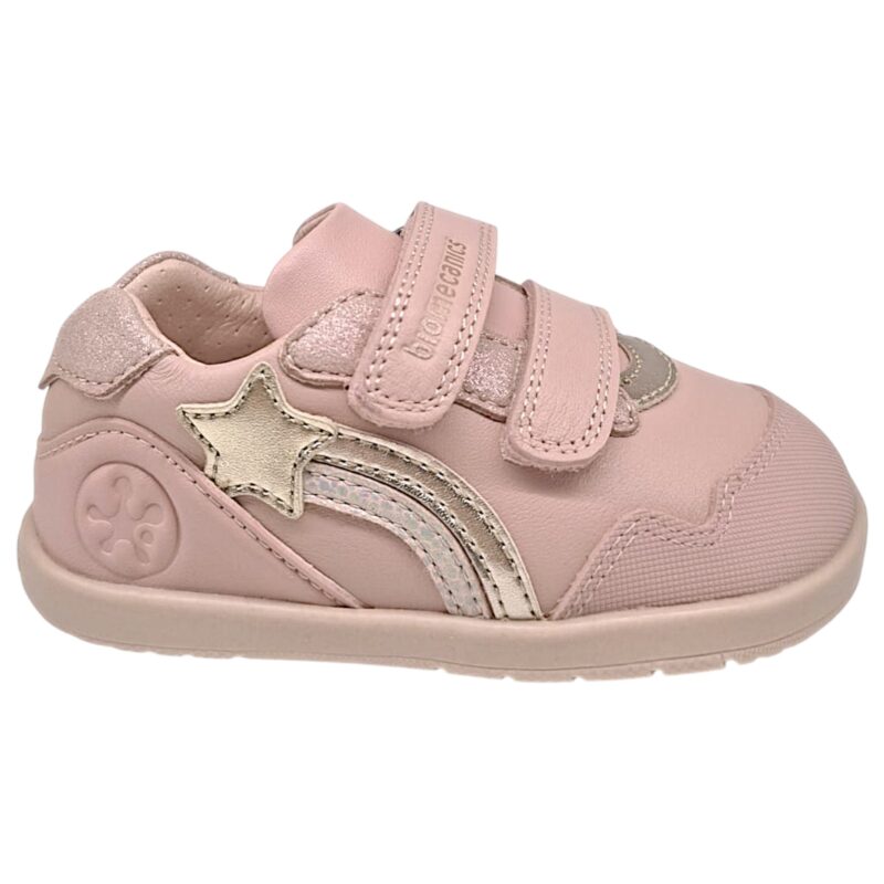 Sneakers barefoot primi passi rosa per bambina con stella cometa oro e due strappi - Biomecanics 2 Sneakers barefoot primi passi rosa per bambina con stella cometa oro e due strappi - Biomecanics