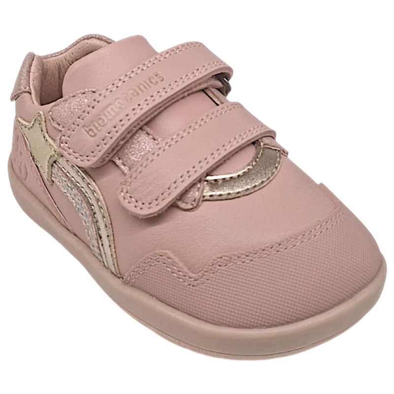 Sneakers barefoot primi passi rosa per bambina con stella cometa oro e due strappi - Biomecanics 1 Sneakers barefoot primi passi rosa per bambina con stella cometa oro e due strappi - Biomecanics