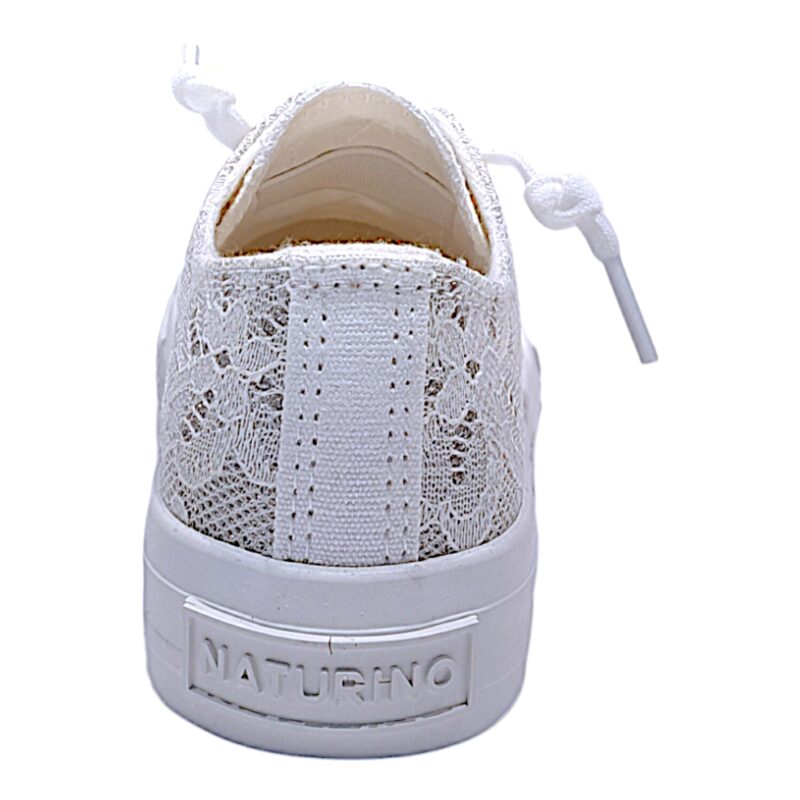 Sneakers bassa bambina white-silver tipo converse in pizzo e lacci elastici - Naturino