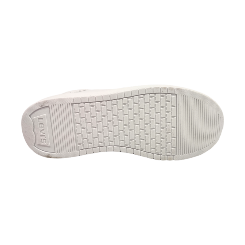 Sneakers bianche in similpelle per bambina con scritte Levi's nere e lacci - Levi's 5 Sneakers bianche in similpelle per bambina con scritte Levi's nere e lacci elastici - Levi's