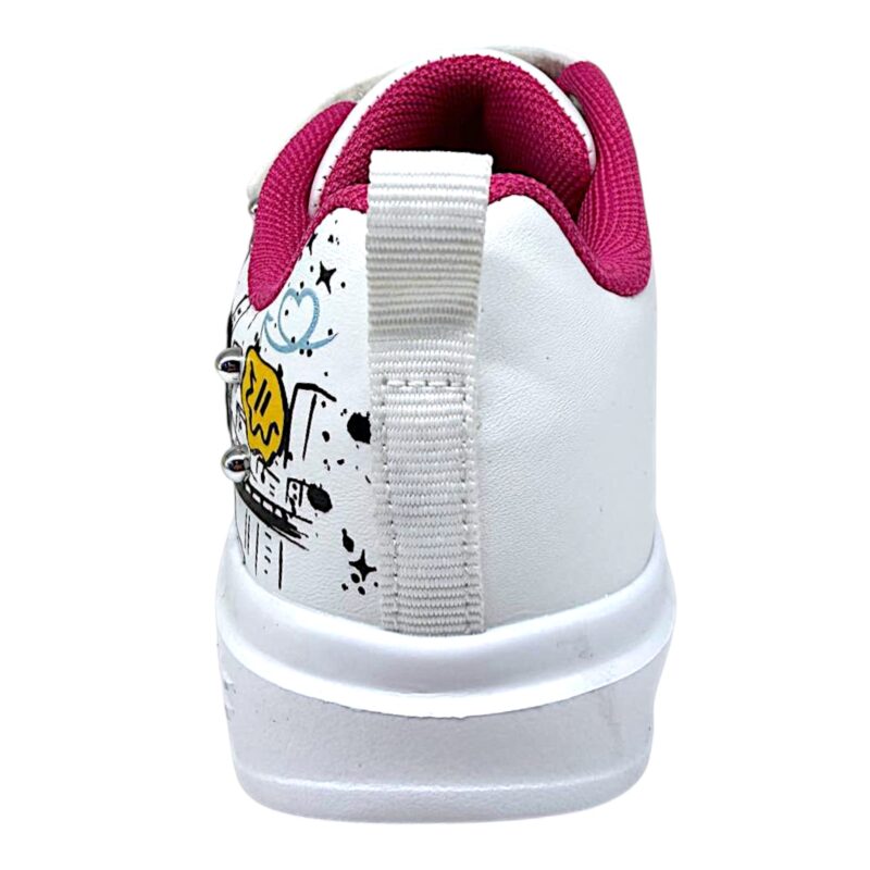 Sneakers bianche-multicolor per bambina con scritta love fucsia, strappo e lacci elastici - Primigi 4 Sneakers bianche-multicolor per bambina con scritta love fucsia, strappo e lacci elastici - Primigi