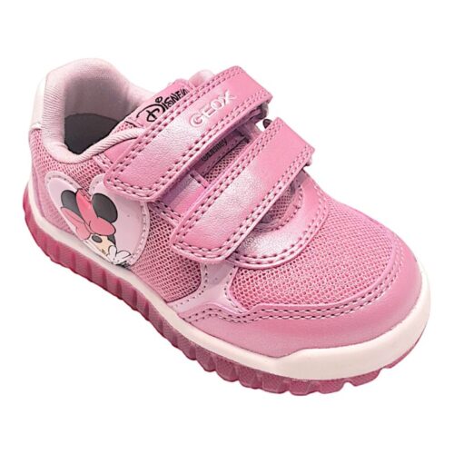 Sneakers bimba primi passi rosa con luci, minnie e doppio strappo - Geox