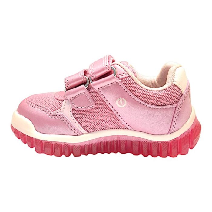 Sneakers bimba primi passi rosa con luci, minnie e doppio strappo - Geox