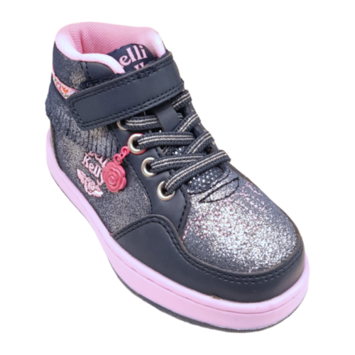 Sneakers blu bambina modello Frangetta Mix con strappo e lacci elastici - Lelli Kelly