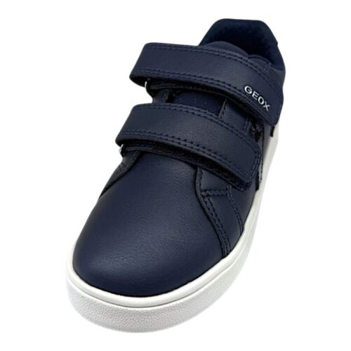 Sneakers blu in similpelle per bambina con cuore laterale tono su tono e doppio strappo - Geox