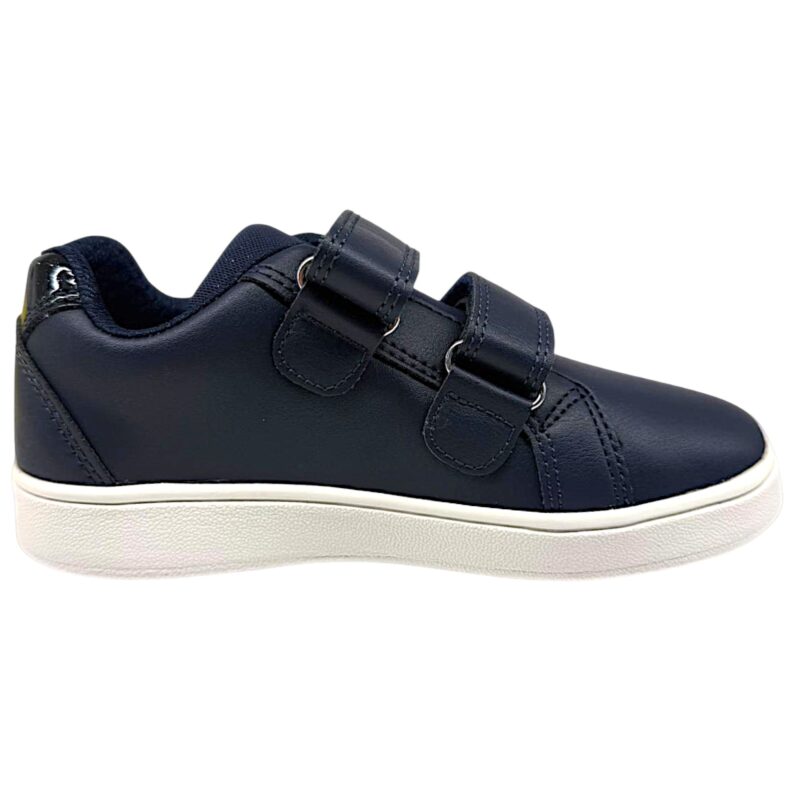 Sneakers blu in similpelle per bambina-ragazza con cuore laterale blu tono su tono e doppio strappo - Geox 2 Sneakers blu in similpelle per bambina con cuore laterale tono su tono e doppio strappo - Geox