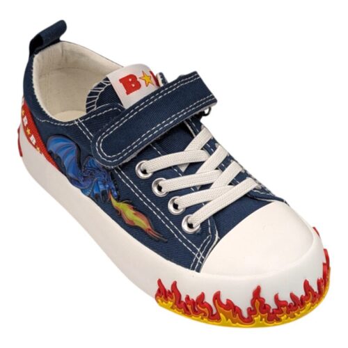 Sneakers blu per bambino-ragazzo con drago sputa fiamme - Bull Boys
