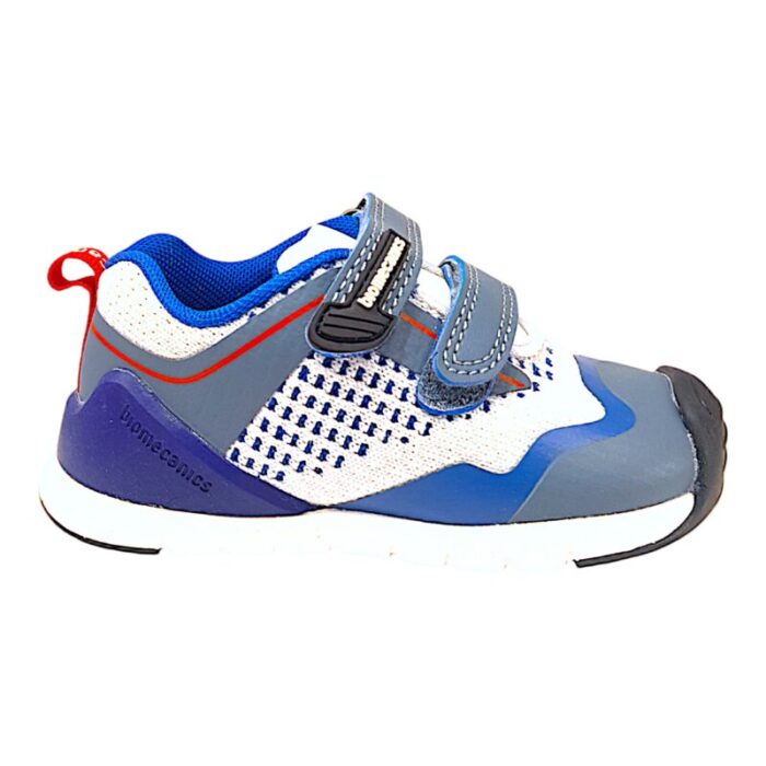 Sneakers ginnica bianco e blu con dettagli petrolio e navy – Biomecanics