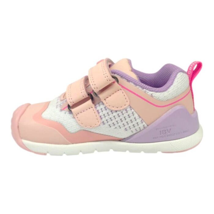 Sneakers ginnica per bambina bianco e rosa con dettagli lilla e rossi – Biomecanics