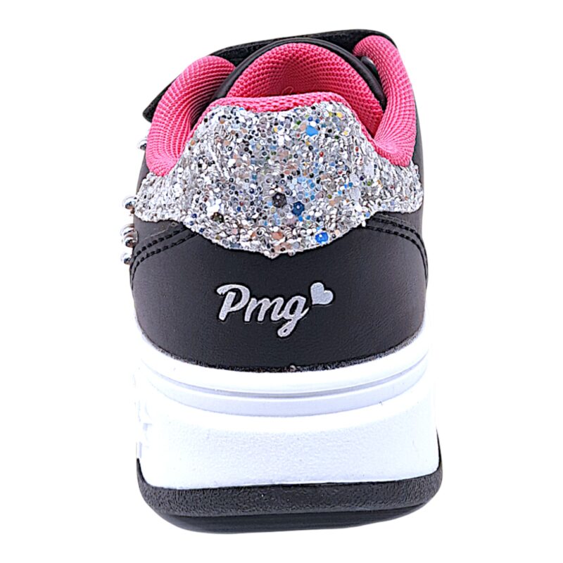 Sneakers ginnica per bambina black-fucsia con decorazioni glitter e strass, lacci e strappo – Primigi