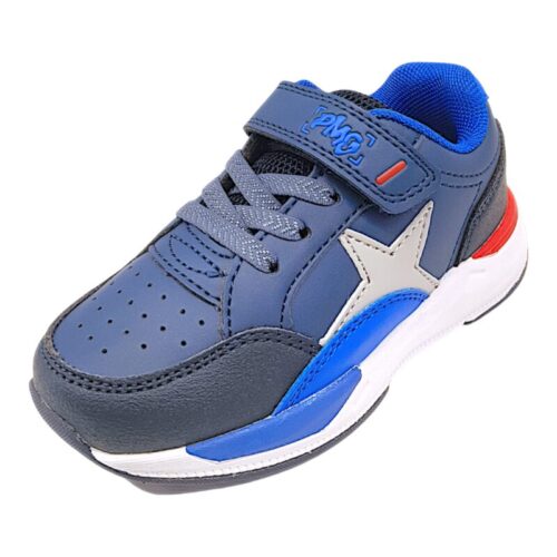 Sneakers ginnica per bambino navy-blu-rosso con lacci elastici e strappo - Primigi