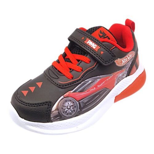 Sneakers ginnica per bambino nero-rosso Hot Wheels con luci, lacci elastici e strappo – Primigi 