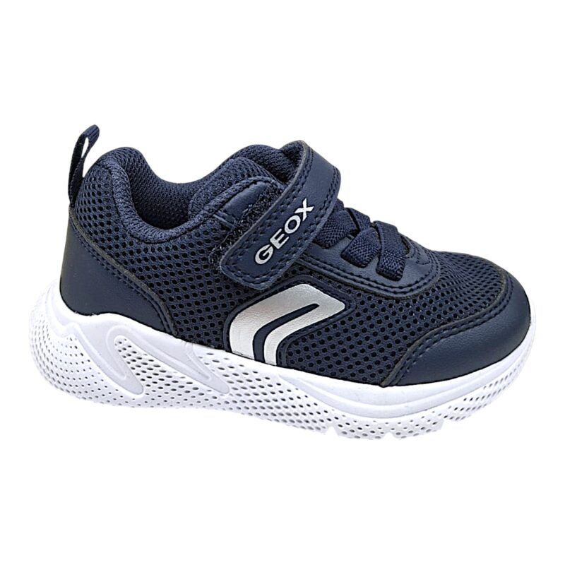 Sneakers ginnica primi passi bambino retata blu con strappo e lacci elastici – Geox 2 Sneakers ginnica primi passi bambino retata blu con strappo e lacci elastici – Geox