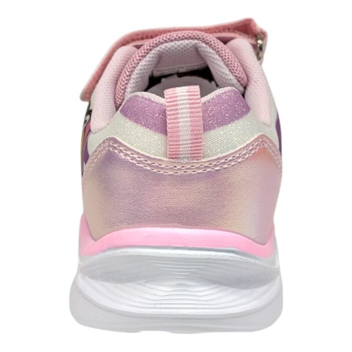 Sneakers ginnica unicorno bambina pink-multicolor con strappo, lacci elastici e luci - Silver