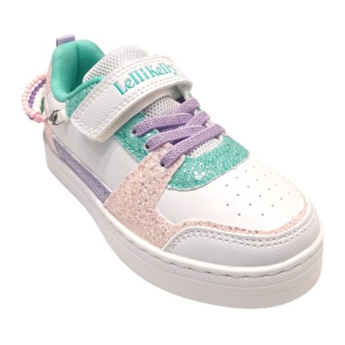 Sneakers gioiello multicolor glitterate con bracciale, strappo e lacci - Lelli Kelly
