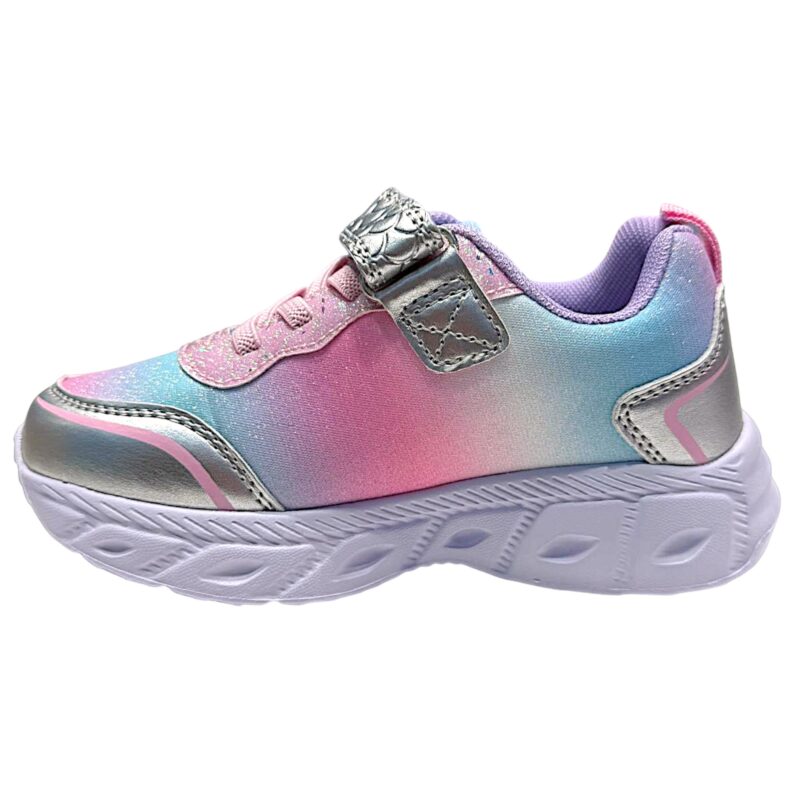 Sneakers glitterate rosa-celeste-multicolor per bambina con luci, sirena decorativa, strappo grigio effetto squame e lacci elastici - Lelli Kelly 3 Sneakers glitter rosa-celeste-multicolor per bambina con luci, sirena decorativa, strappo grigio effetto squame e lacci elastici - Lelli Kelly