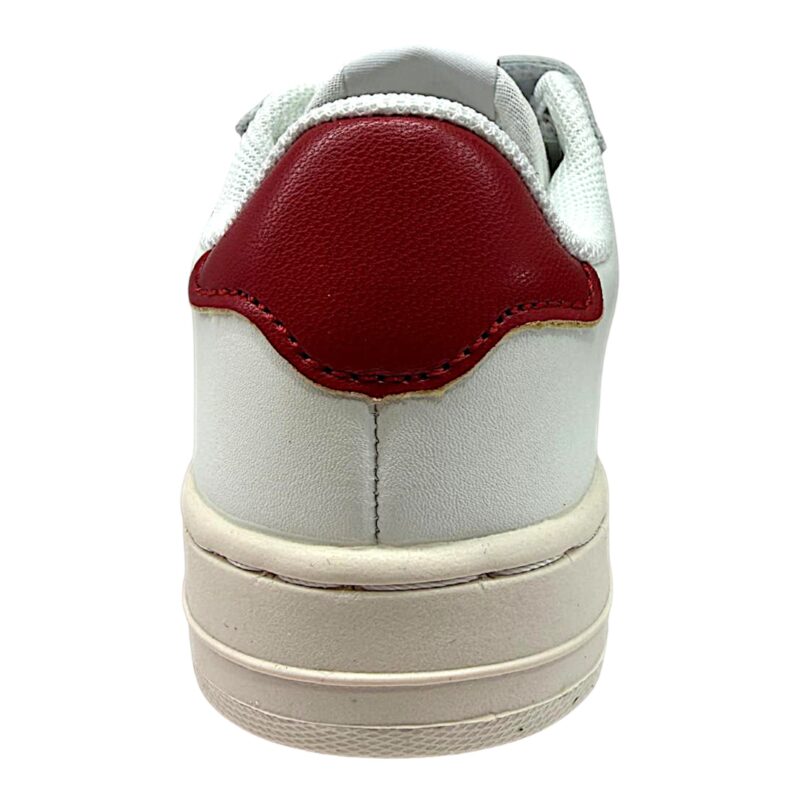 Sneakers in similpelle bianca per bambino con V laterale blu e doppio strappo - Victoria 4 Sneakers in similpelle bianca per bambino con V laterale blu e doppio strappo - Victoria