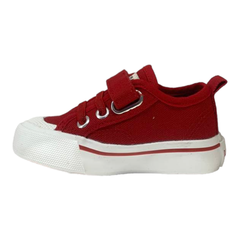 Sneakers in tessuto rosse unisex primi passi tipo Converse con strappo e lacci elastici - Levi's 3 Sneakers in tessuto rosse unisex primi passi tipo Converse con strappo e lacci elastici - Levi's