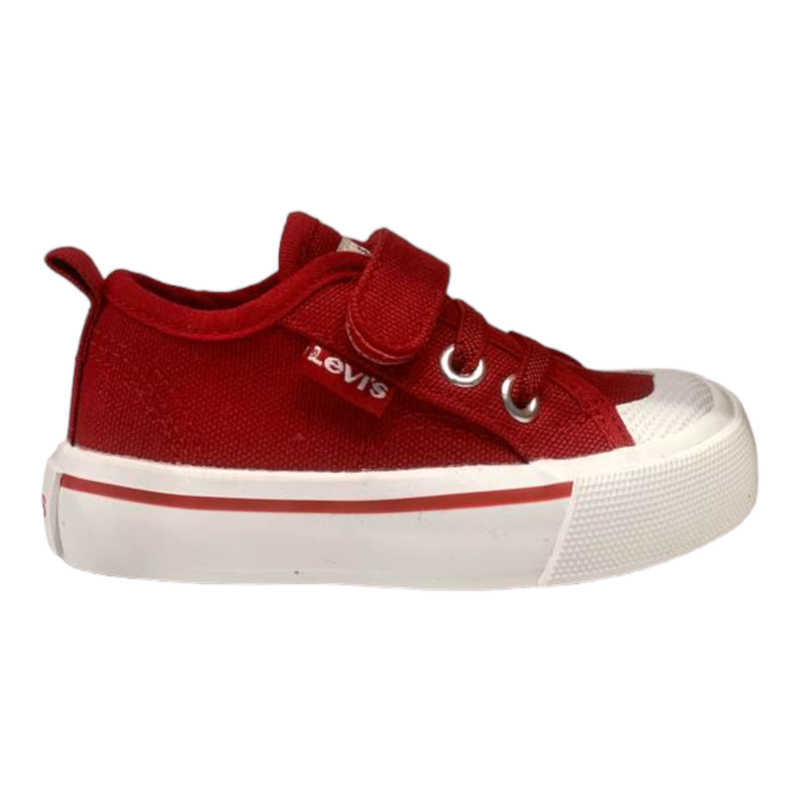 Sneakers in tessuto rosse unisex primi passi tipo Converse con strappo e lacci elastici - Levi's 2 Sneakers in tessuto rosse unisex primi passi tipo Converse con strappo e lacci elastici - Levi's