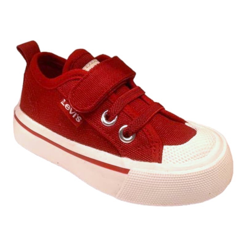 Sneakers in tessuto rosse unisex primi passi tipo Converse con strappo e lacci elastici - Levi's 1 Sneakers in tessuto rosse unisex primi passi tipo Converse con strappo e lacci elastici - Levi's