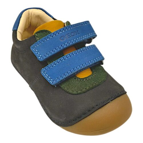 Sneakers morbidone primi passi bambino blu royal-navy in misto pelle scamosciata con strappi - Geox