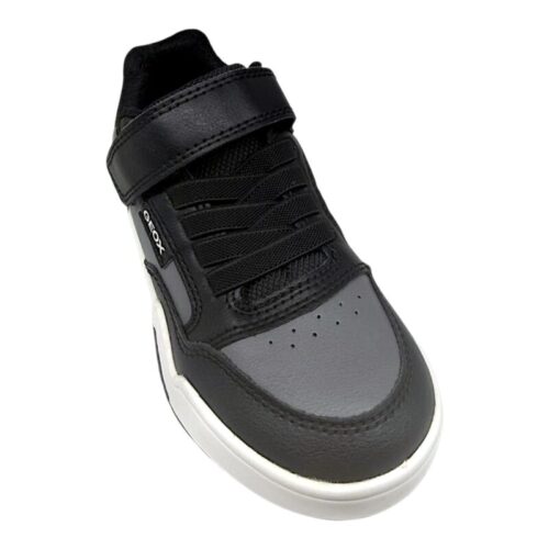 Sneakers nere, grigie e verdi per ragazzo con strappo e lacci elastici - Geox