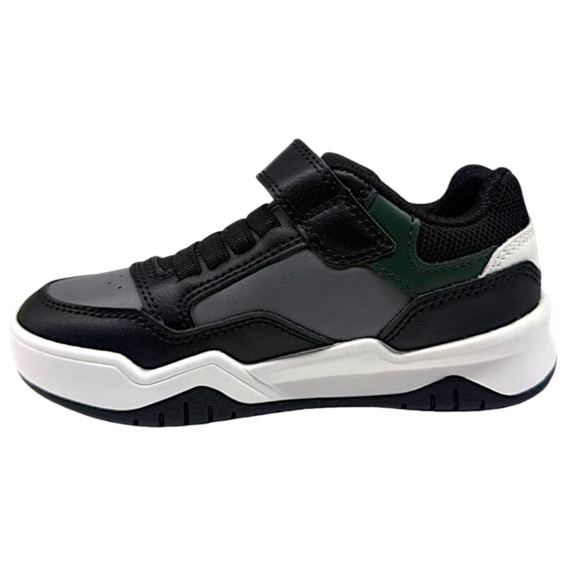 Sneakers nere, grigie e verdi per bambino-ragazzo con strappo e lacci elastici - Geox 3 Sneakers nere, grigie e verdi per ragazzo con strappo e lacci elastici - Geox