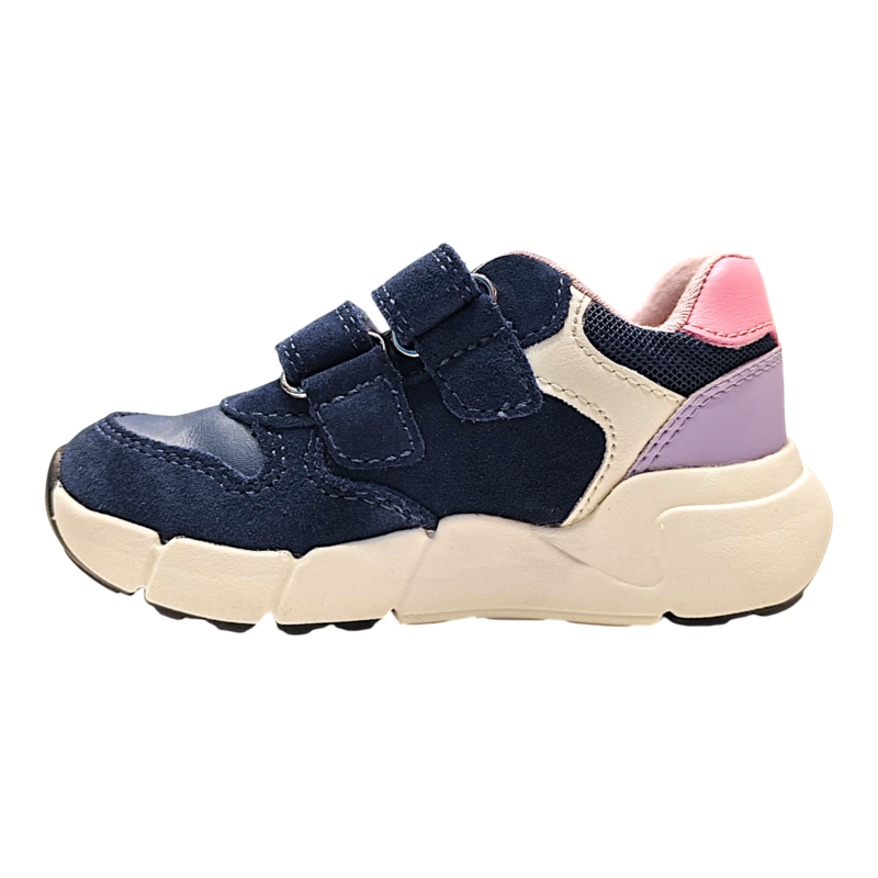 Sneakers sportive per bambina primi passi blu-lilla in pelle scamosciata e doppio strappo - Geox 3 Sneakers per bambina primi passi in pelle scamosciata blu-lilla e doppio strappo - Geox