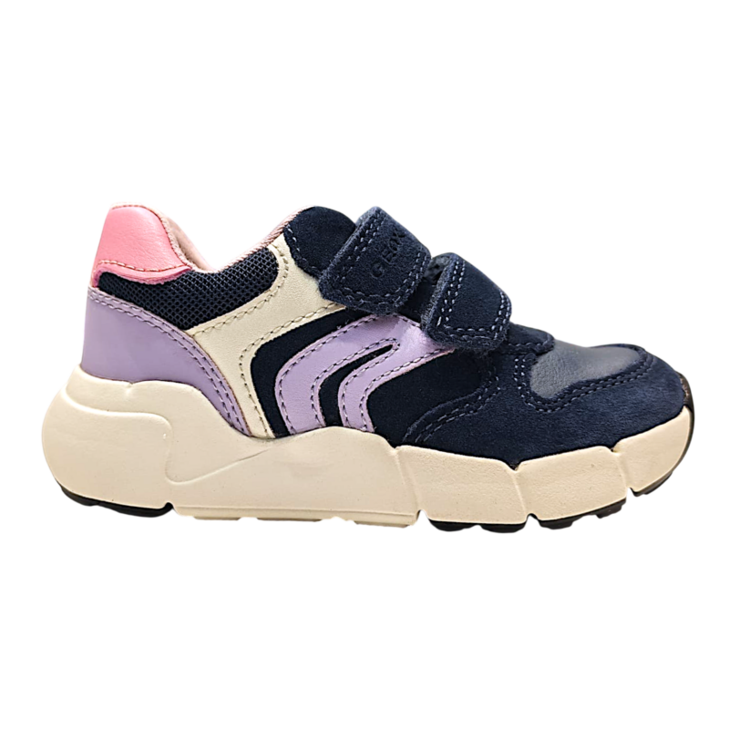 Sneakers sportive per bambina primi passi blu-lilla in pelle scamosciata e doppio strappo - Geox 2 Sneakers per bambina primi passi in pelle scamosciata blu-lilla e doppio strappo - Geox