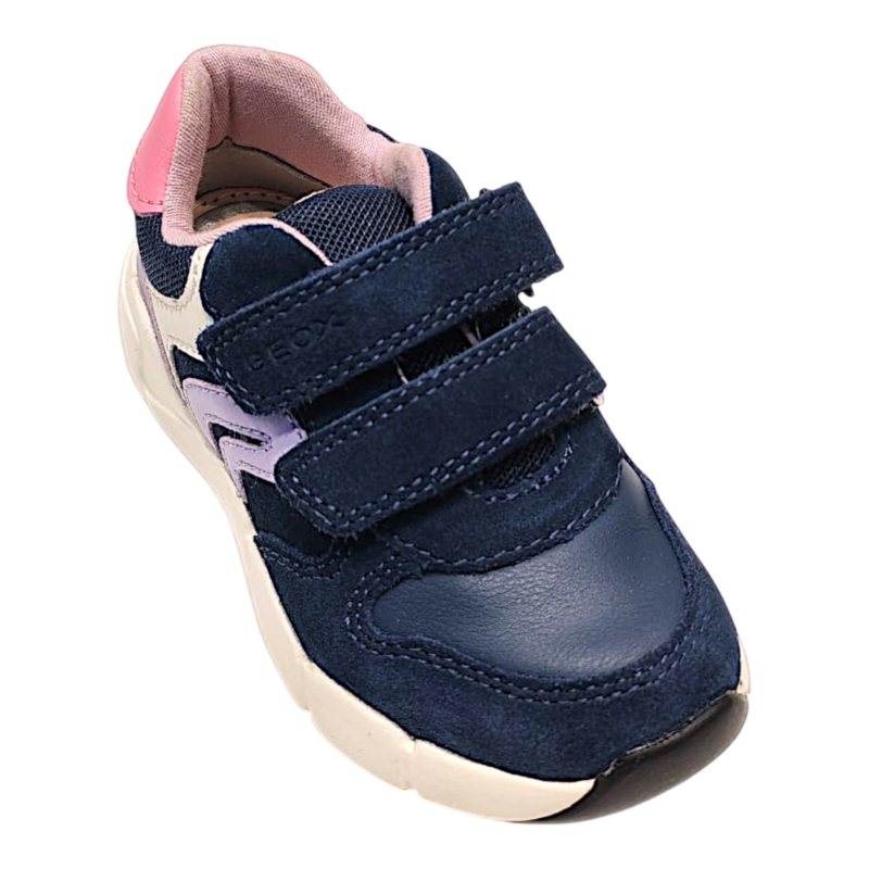 Sneakers sportive per bambina primi passi blu-lilla in pelle scamosciata e doppio strappo - Geox 1 Sneakers per bambina primi passi in pelle scamosciata blu-lilla e doppio strappo - Geox