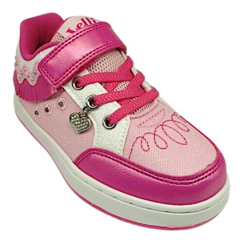 Sneakers per bambina rosa-fucsia con luci, velcro e lacci elastici - Lelli Kelly