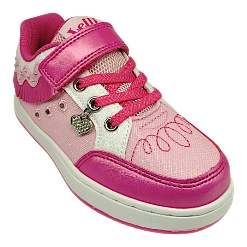 Sneakers per bambina rosa-fucsia con luci, velcro e lacci elastici - Lelli Kelly 1 Sneakers per bambina rosa-fucsia con luci, velcro e lacci elastici - Lelli Kelly