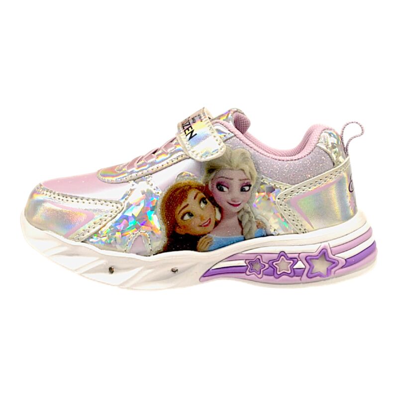 Sneakers per bambina sportive invernali Frozen silver/lilac con luci, strappo e lacci elastici – Alek Moda Silver 3 Sneakers per bambina sportive invernali Frozen con luci silverlilac, strappo e lacci elastici – Silver